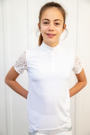 Kids riding shirt with lace sleeves